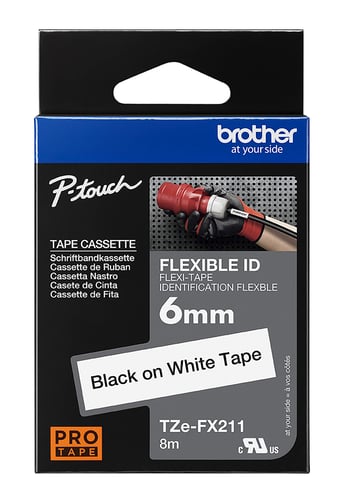 Brother TZeFX211 Tape fleksibel sort/hvid 6mmx8m - 1