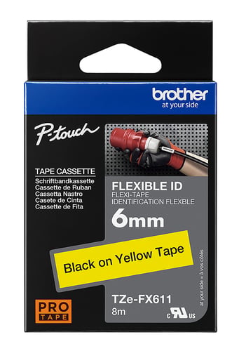 Brother TZeFX611 Tape fleksibel sort/gul 6mmx8m - 1
