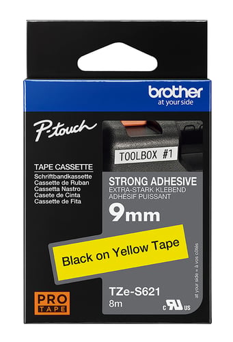 Brother TZES621 Tape stærk sort/gul 9mmx8m - 1