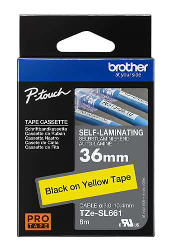 Brother TZeSL661 Tape selvlaminerende sort på gul 36mm - 1