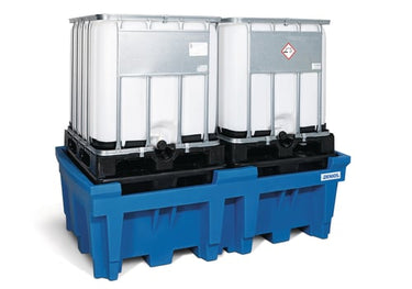 Denios Opsamlingskar Classic-line af PE til 2 IBC palletanke med PE-henstillingsflade 2260x1430xH730mm. - 1
