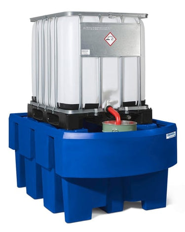 Denios Opsamlingskar Classic-line af PE til 1 IBC palletank med aftapningsområde 1280x1910xH860mm. - 1
