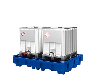 Denios Opsamlingskar Classic-line af PE til 2 IBC palletank med aftapningsområde 1800x2042xH440 mm. - 1