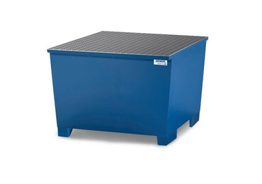 Denios Opsamlingskar Classic-line af lakeret stål med gitterrist til 1 IBC palletank 1140x1350xH1050 mm. - 1