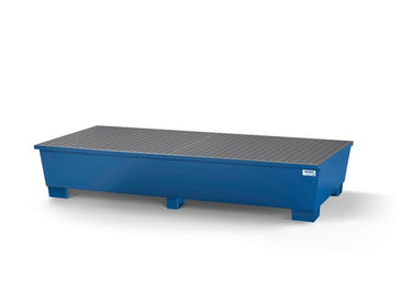 Denios Opsamlingskar Classic-line af lakeret stål med 2 gitterriste til 2 IBC palletanke 1320x 2200xH610 mm. - 1