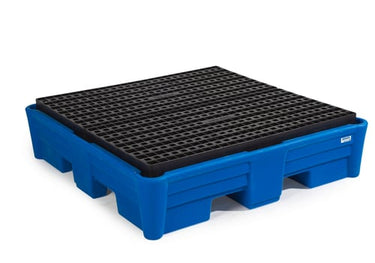 Denios Opsamlingskar Classic-line af PE til 4 tønder med PE-gitterrist 1330x1330xH320mm. - 1