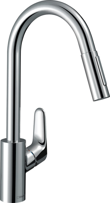 hansgrohe Focus 1-grebs køkkenarmatur 240 med udtræksbruser - 1