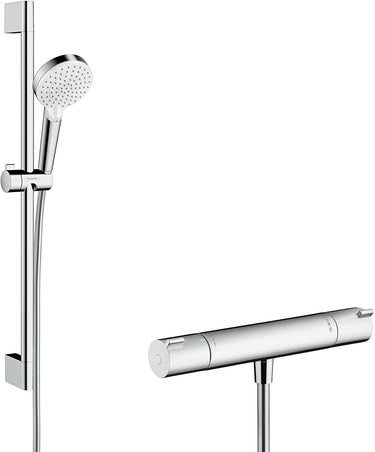 hansgrohe Crometta Vario/Ecostat 1001 CL brusesæt 350mm med term hvid/krom - 1