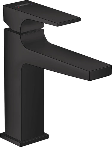 hansgrohe Metropol 110 håndvaskarmatur med vingegreb og push-open bundventil mat sort - 1