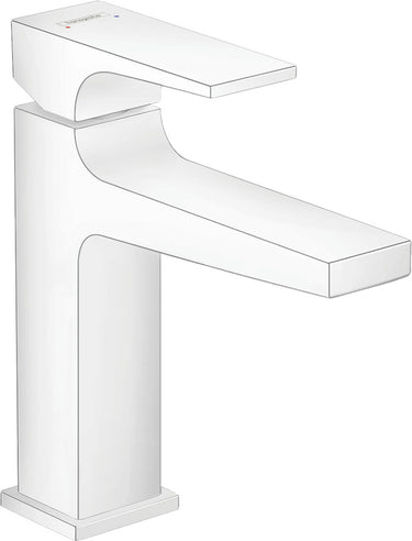 hansgrohe Metropol 110 håndvaskarmatur med vingegreb og push-open bundventil mat hvid - 1