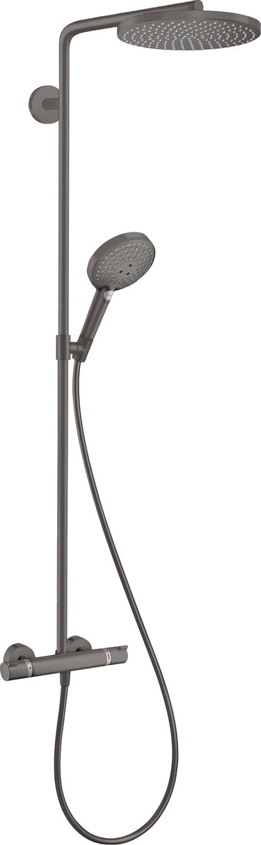 hansgrohe Raindance Select S 240 1jet PowderRain showerpipe med term børstet sort krom - 1