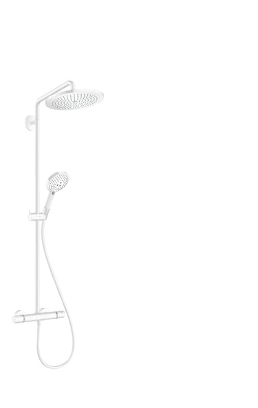 hansgrohe Croma Select S Showerpipe 280 1jet med 14,5 l/min. term/håndbruser Raindance Select S 120 3jet mat hvid - 1