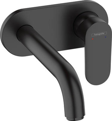 hansgrohe Vernis Blend 1-grebs håndvaskarmatur til 2-huls indbygning i væg med 20,5 cm tud mat sort - 1