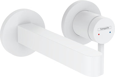 hansgrohe Finoris 1-grebs håndvaskarmatur til 2-huls indbygning i væg med 16,8 cm tud mat hvid - 1