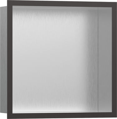 hansgrohe XtraStoris Individual vægniche børstet rustfrit stål med designramme 300/300/100 børstet sort krom PVD - 1