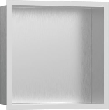 hansgrohe XtraStoris Individual vægniche børstet rustfrit stål med designramme 300/300/100 mat hvid - 1