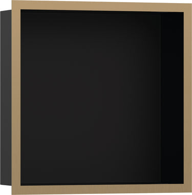 hansgrohe XtraStoris Individual vægniche mat sort med designramme 300/300/100 børstet bronze PVD - 1