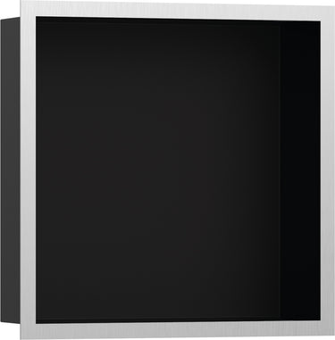hansgrohe XtraStoris Individual vægniche mat sort med designramme 300/300/100 børstet rustfrit stål - 1