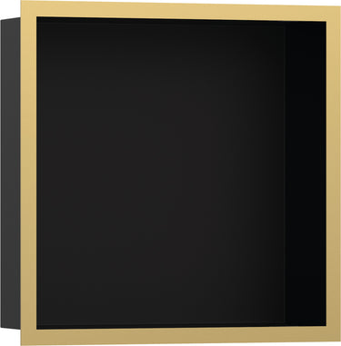 hansgrohe XtraStoris Individual vægniche mat sort med designramme 300/300/100 poleret guld-optik PVD - 1