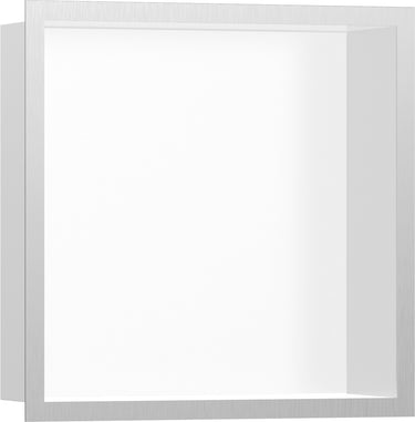 hansgrohe XtraStoris Individual vægniche mat hvid med designramme 300/300/100 børstet rustfrit stål - 1