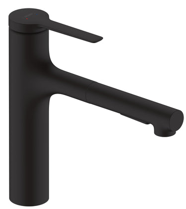 hansgrohe Zesis M33 køkkenarmatur 231mm tud m/udtræk mat sort - 1