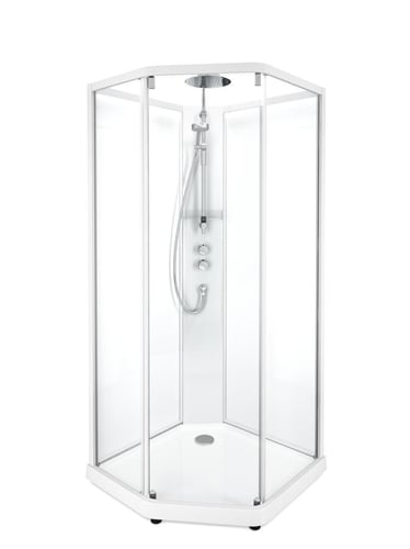 Showerama 10-5 Comfort femkantet kabine 900x900mm hvid/klar - 1