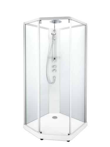 Showerama 10-5 Comfort femkantet kabine 900x900mm hvid/frost - 1