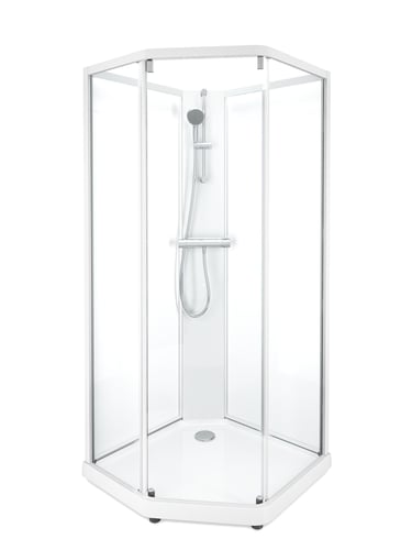 Showerama 10-5 Classic femkantet kabine 900x900mm hvid/frost - 1
