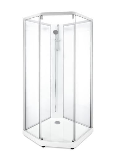 Showerama 10-5 Classic femkantet kabine 900x900mm alu/klar - 1