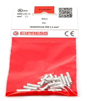 Pressemuffe KS1,5 1,5mm² - I poser af 20 stk. - 1