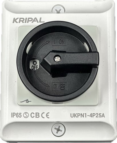 Kripal forsyningsadsk. 25A AC23 3P+N Grå/Sort - 1
