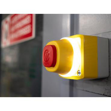 Nødstopkasse komplet med firkantet nødstop og LED med 2 farver (rød/hvid) 2xNC + 1xNO 24V - 1