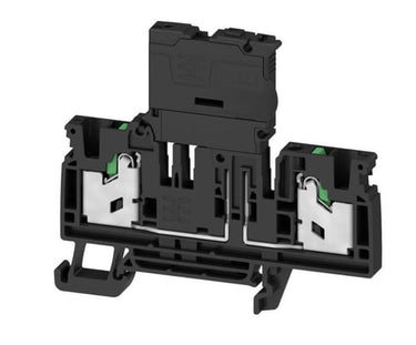Sort sikringsklemme SNAP IN 2 vandrette tilsutninger 4mm² med LED (10-36VDC) silringstørrelse ( 5x20 mm) 6,3 A 250V - 1