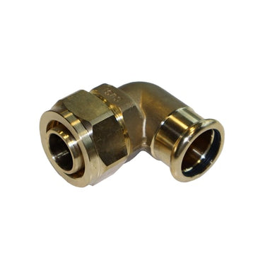 Henco overgangsbøjning 90° 32x28mm alu-kompression til kobber/stålrør (V- M- og SA-profil) - 1