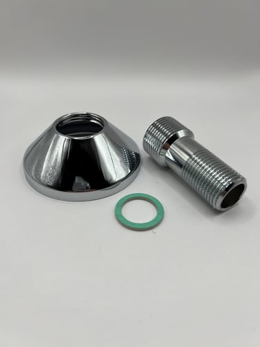 Tilgangsstykke 60 mm ll 3/4" x 1/2" med roset Ø70 - 1