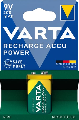 Varta batteri GENOPLADELIG 9V 200mAh 1-STK - 1