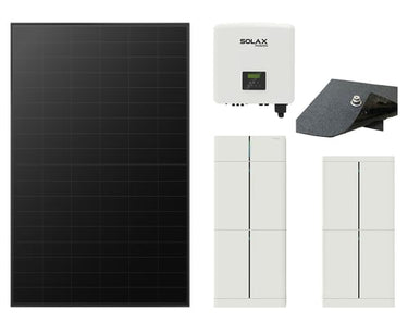 Solax komplet pakke med Fixnordic montagepakke til skrå tagpap tag med 14 stk 475-480Wp paneler 6 kW hybrid inverter og 12 kWh batteri - 1