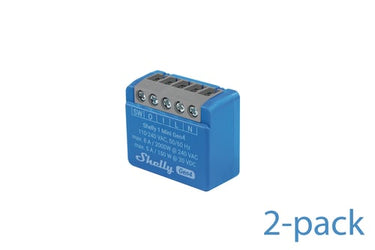 Shelly 1 Mini Gen4 2-pack - WiFI & Zigbee relæ med potentialfrit kontaktsæt (230VAC) - 1
