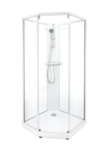 Showerama 10-5 Classic femkantet kabine 900x800mm hvid/klar - 1