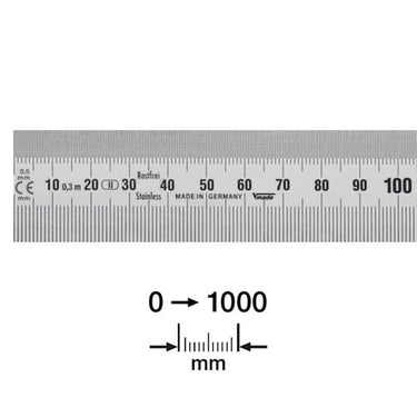 Stållineal 1000 x 30 x 1,0 mm - 1