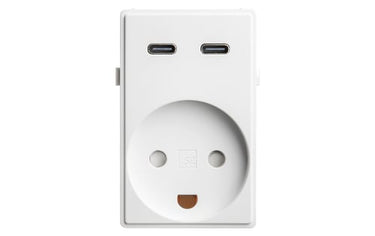 USB C + USB C udtag+S Hvid 3A 15W - 1