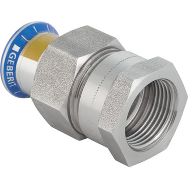 Geberit Mapress union rf m/ indvendigt gevind omløber i kromnikkelstål (gas) d=42mm Rp=1 1/2″ - 1