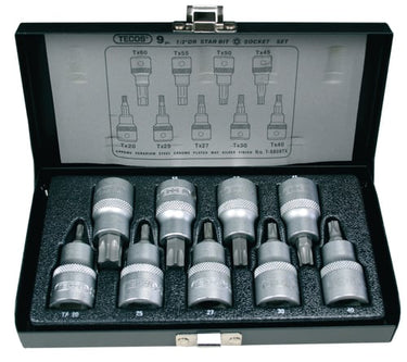 Torxsæt Tecos 1/2" korte T-5809TX 9 dele - 1