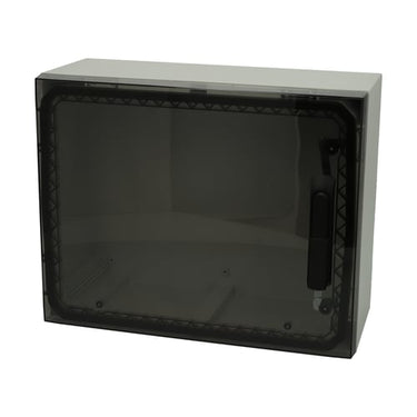 Vægskab ARCA 400x500x210 med transparent dør svinghåndtag og 2 låse hængslet på kort side uden monteringsplade RAL7035 IP66 - 1