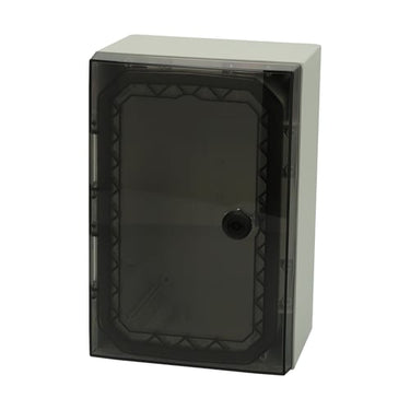 Vægskab ARCA 300x200x150 UL lablet med transparent dør 1 lås hængslet på lang side uden monteringsplade RAL7035 IP66 - 1