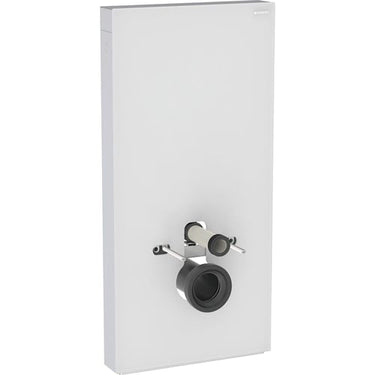 Geberit Monolith Plus cisternemodul t/vægh. toilet 101cm frontpaneler af glas: hvid/børstet aluminium - 1