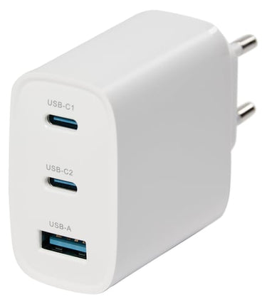 USB lader 3 udtag 65W, Hvid - 1