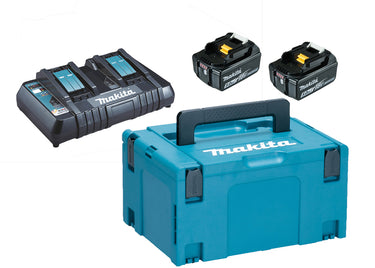 Makita 18V Batterisæt LI-ION 2x5,0AH og lynlader og kuffert - 1