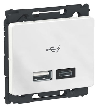 OPUS 66 dobbelt 5V USB A+C-lader 2400 mA 1 modul hvid - 1