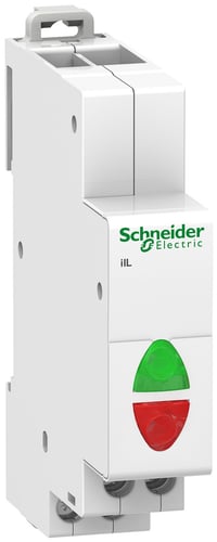 Signallampe iIL Rød+Grøn LED 110-230VAC estimeret til 100.000t Bredde 18mm - 1